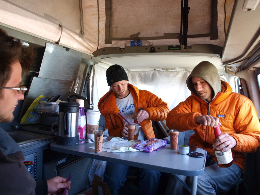 From left, Tim, Shawn and Kyler (adorably matching) descend into the abyss.